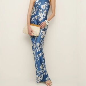 Reformation Blue Jeany Silk Dress